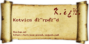 Kotvics Árpád névjegykártya